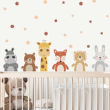 Boxtoday Cartoon Cute Giraffe Bear Animals Dots Wall Sticker Nursery Vinyl Children's Wall Art Decals for Baby Kids Room Home Decoration