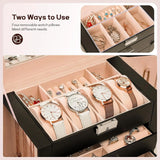 Boxtoday Leather Huge Jewelry Box Mirrored Watch Organizer Necklace Ring Earring Storage Lockable Gift Case