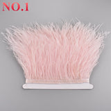 Boxtoday 10Meters Ostrich Feathers on Tape Ribbon 10-15cm 4-6" Fringe Clothes Sewing Trimmings White Trim Dress Skirt Wedding Accessories