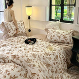 Boxtoday French Retro Light Luxury Washed Cotton Four Piece Set Bedroom Lace Duvet Set Single Bedding Set Dormitory Bed Linen