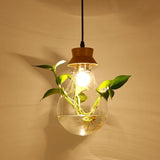 Boxtoday Modern Solid Wood Glass Plant Pendant Lights Garden Plant Flower Pot Restaurant Shop ceiling lamp Window Display hanging lamp