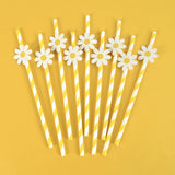 Boxtoday 10/20/30pcs Daisy Flower Paper Straws Disposable Drinking Straw for Daisy Birthday Party Wedding Decoration Supplies Baby Shower