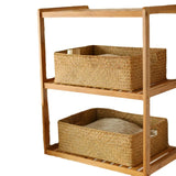 Boxtoday Woven Seagrass Storage Baskets Straw Rattan Basket Desk Organizer Picnic Basket Fruit Storage Box Cosmetic Storage Container