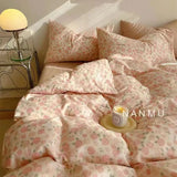 Boxtoday  Gentle Pink Rose Bedding Set for Girls Women Soft Bed Sheet Set Pillowcase Single Twin Full 200x230cm Kawaii Duvet Cover