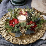 Boxtoday Christmas Candlestick Wreath Artificial Flowers Garland Candle Ring Xmas Table Decoration Candle Holder Wreath Xmas Home Decor