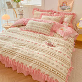 Boxtoday Pink Korean Princess Bedding Set No Filling Cute Strawberry Duvet Cover Checkerboard Single Queen Size Bed Linen Pillowcases