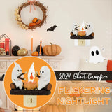 Boxtoday 2024 New Ghost Campfire Flickering Nightlight Night Light Plug Wall Spooky Fire Marshmllow Night Light Halloween Ghost Campfire