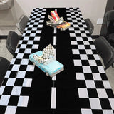 Boxtoday Checkered Race Car Party Black White Checkered Flag Tablecloth Road Tablecloth Racetrack TableCover Racing Birthday Party Decor