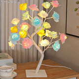 Boxtoday Table Lamp Flower Tree 24 Heads Rose Lamps Fairy Desk Night Lights USB Operated Gifts for Wedding Valentine Christmas Decoration