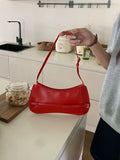 Boxtoday Gift 1Pc French Niche Design Cowhide Shoulder Handbag Women's High-End Party Red Wedding Bag Fashion Handheld Underarm Baguette Bag