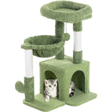 Boxtoday Cat Tree, Small Cat Tower with Sisal Scratching Post and Hammock Green, Cat Condo