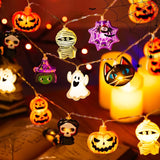 Boxtoday Halloween String Lights Plastic Pumpkin Bat Spider Ghost Pendant Fairy Light Halloween Decorations 2024 trick or treat Gift