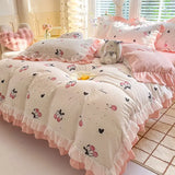 Boxtoday Luxury Romantic Bedding Set Girls Flower Princess Ruffles Duvet Cover Sheet Pillowcase Single Queen Size Home Decor Bed Linen