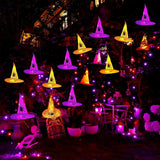 Boxtoday 8/16Pcs Halloween Decoration Waterproof Hanging Witch Hats String light Remote Outdoor Glowing Wizard Hats for Yard Party Decor