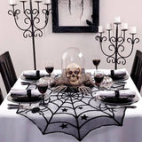 Boxtoday Halloween Black Lace Placemat Happy Halloween Party Decorations 2024 For Home Spider Web Tablecloth Kitchen Dining Table Covers