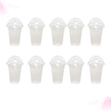 Boxtoday 50/100Pcs 360ml/380ml/500ml Disposable Clear Plastic Cups with a Hole Dome Lids for Tea Fruit Juice Tea Disposable Cup Tableware