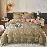 Boxtoday  Cotton Soft Bedding Set Stripe Printing Duvet Cover with Pillow Case Flowers Quilt Cover Pillowcases Sets