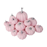 Boxtoday 12Pcs Artificial Pink Pumpkins Halloween Decoration Largest 16cmx12cm Lifelike Party Supplies for Wedding Party Versatile