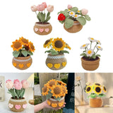 Boxtoday Handmade DIY Tulip Flowers Plant Potted Crochet Knitting Kit for Adults and Kids Crochet Starter Knitting Kit