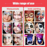 Boxtoday 12 Face Painting Kit Body Makeup & 3 Colors Loose Powder Non Toxic Water Paint Oil with Brush Painting Halloween Cosplay Party