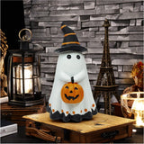 Boxtoday Resin Ghost Ornament Halloween Pumpkins Scary Haunted House Props Ghost Holding Pumpkin Witch Figurines for Bar Game Party Deocr