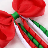 Boxtoday 2Pcs Christmas Hair Bow Clips For Women Girls Long Tassel Hairpins Solid Ribbon Red Hairgrips Headwear Hair Accessories