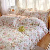 Boxtoday 100% Cotton Duvet Cover Flower Printed housse de couette Korean Bed Cover with Ruffles Comforter King Quilt Covers No Pillowcase