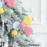 Boxtoday 1Set Christmas Macaron Ornament Lollipop Bouquet Ball Wool Branches Twister Twig New Year Gift Navidad Home Vase Xmas Tree Decor