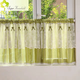 Boxtoday American Pastoral Green Half Curtain Cotton Linen Kitchen Short Sheer Lace Farmhouse Retro Sliding Door Window Partition