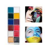 Boxtoday 12 Face Painting Kit Body Makeup & 3 Colors Loose Powder Non Toxic Water Paint Oil with Brush Painting Halloween Cosplay Party