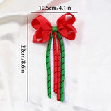 Boxtoday 2Pcs Christmas Hair Bow Clips For Women Girls Long Tassel Hairpins Solid Ribbon Red Hairgrips Headwear Hair Accessories