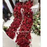 Boxtoday Red Burgundy Rose 5D Wedding Backdrop Arch Decor Floral Arrangement Table Runner Flower Row Event Arch Flower Strip Party Props