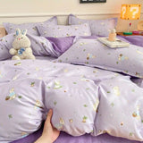 Boxtoday Cute Rabbit Bedding Set Ins Style Floral Duvet Cover No Filler Pillowcases Flat Sheet Single Full Size Girls Bed Linens