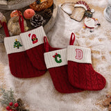 Boxtoday Christmas Stockings Decorations Knitted Socks with Letter Knit Stocking, Alphabet Pendant Gift Bag Xmas Stockings Personalized