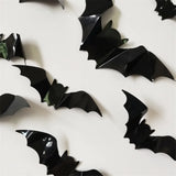 Boxtoday 16pcs Halloween 3D Black Bat Wall Stickers Removable Halloween DIY Wall Decal Halloween Party Decoration Horror Bats Stickers