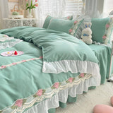 Boxtoday Princess Style Korean Bed Skirt Bed Sheet Embroidered Ruffle Lace Quilt Cover Ins Bedding For Girls Luxury Home Textiles