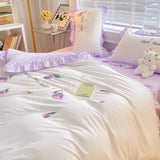 Boxtoday  Floral Cotton Duvet Cover Set with Zipper Cute Rabbit Bedding Sets for Kids Men & Women Cartoon Reversible Comforter Covers