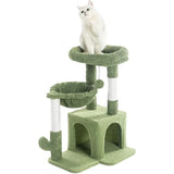 Boxtoday Cat Tree, Small Cat Tower with Sisal Scratching Post and Hammock Green, Cat Condo