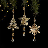 Boxtoday Shiny Christmas Decorations Festive Metal Craft Hanging Pendants Stylish Snowflake Decoration for Party Supply