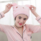 Boxtoday Lovely Cat Hair Drying Cap Towel Microfiber Quickly Dry Hair Shower Hat Wrapped Towels Bathing Cap Bathroom Accessories