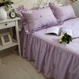 Boxtoday -Hot Purple flower Printed bedding set Garden ruffle duvet cover set bed sheet bed clothes king size bedding set bed comforter