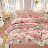 Boxtoday -New Princess Style Girls Bedding Set Ruffle Bed Sheet 100% Cotton Quilt Cover Queen King Size Fitted Bed Sheets With Pillow Case