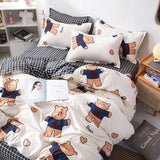 Boxtoday -Home Bed Duvet Quilt Cover Set Flat Sheet Pillowcase Soft Bedding Set for Adult Kids Twin Queen Cotton Ployester