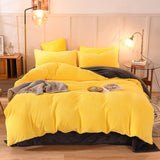 Boxtoday -Double Side Pineapple Grid Pattern Flannel Bedding Set Super Warm Winter Plush Duvet Cover Flat Sheet Pillowcase King Queen Size