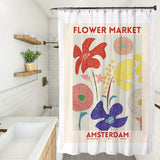 Nordic Shower Curtain Waterproof Bath Curtains Flower Pattern Printed Bathroom Screen Moisture Proof Bathing Cover with Hooks