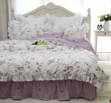 Boxtoday -Hot Purple flower Printed bedding set Garden ruffle duvet cover set bed sheet bed clothes king size bedding set bed comforter