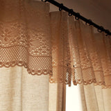 Boxtoday Natural Cotton Sheer Crochet Curtains with Valance Retro Hemp Curtains Country style Solid Color Cortinas for Living Room Coffee