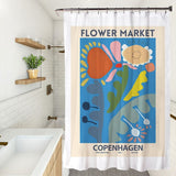 Nordic Shower Curtain Waterproof Bath Curtains Flower Pattern Printed Bathroom Screen Moisture Proof Bathing Cover with Hooks