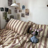 Boxtoday Beige & Brown Vintage Striped Bedding Set