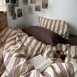 Boxtoday Beige & Brown Vintage Striped Bedding Set